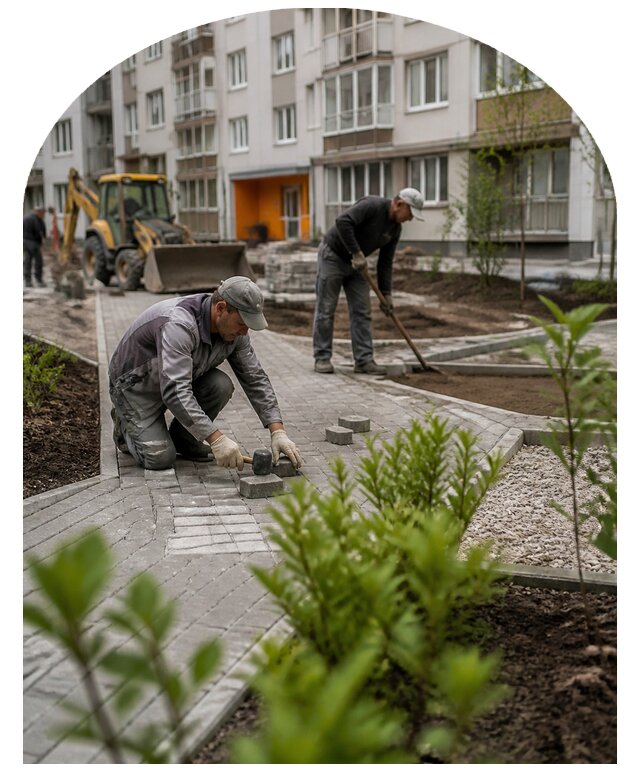 Благоустройство двора многоквартирного дома в Ишиме